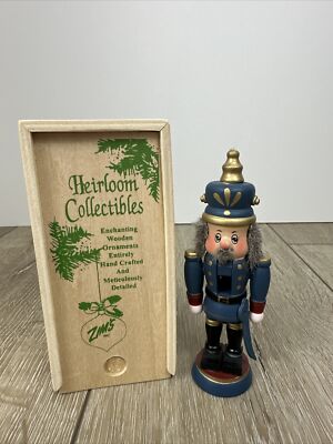 Heirloom Collectible Wooden Nutcracker  Ornament Blue Baron 4  3/4 Inches
