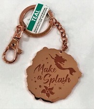 Disney Park Ariel Keychain Little Mermaid Rose-Gold Make A Splash Keyring