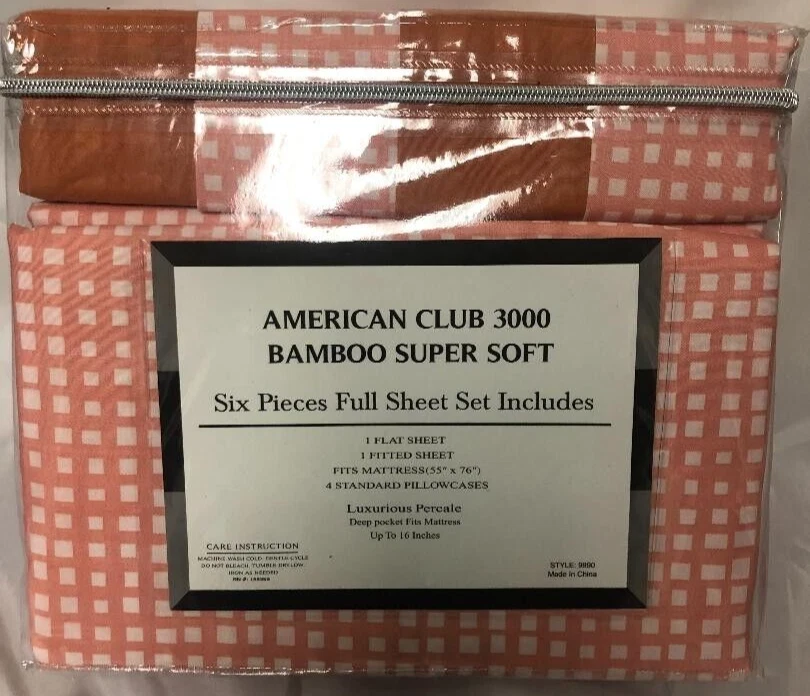 Juego de sábanas BAMBÚ SERIE 3000 6 piezas TAMAÑO COMPLETO bolsillo profundo 97 regalo de Navidad Foto 2 de 2