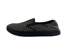 Bernie Mev Venice Black Gold Woven Checkered Casual Slip On Shoes SZ 40 / 9
