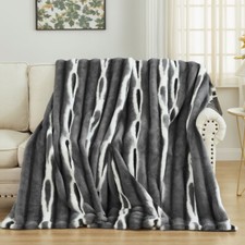 Luxury Thick Faux Fur Throw Blanket Super Heavy Warm Cozy Blankets Shaggy Throw