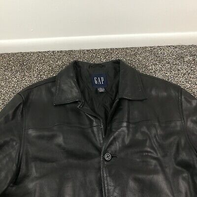 Vintage Gap Car Coat Leather Jacket Quilted Black Mens Large Vintage Gap Car Coat Leather Jacket Quilted Black Mens Large