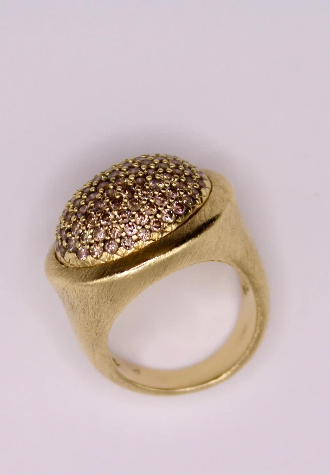 14k Gold Natural diamond dome shape cluster cocktail style ring - Image 3 of 4