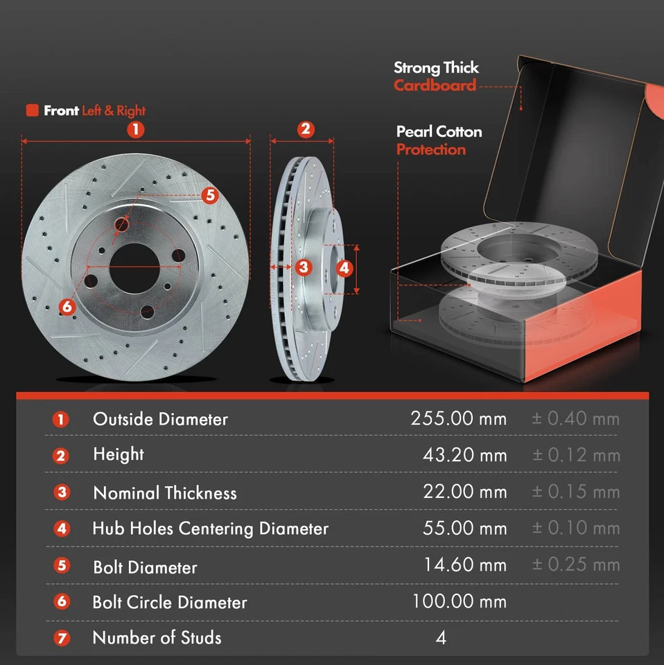 Nuevo rotor de freno delantero perforado y pastilla de freno para Scion xA xB 2004 2005-2006 L4 1,5 L Foto 2 de 4