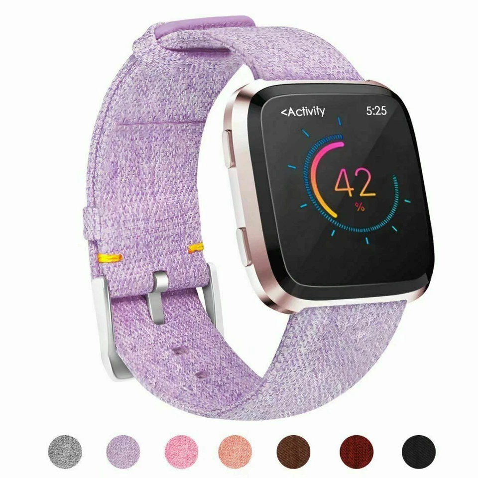 Woven Canvas Fabric Wristband Watch Wrist Band Strap For Fitbit Versa 1/ 2 - Image 3 of 3