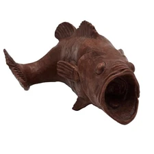 Vtg 1987 Largemouth Bass Fish Hand Carved Red Mill 228 Brown 6.5in Resin