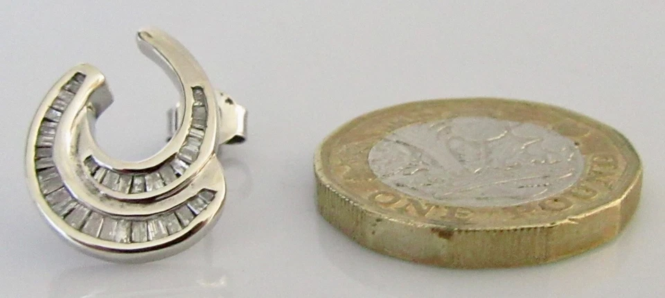 Silver Diamond Earrings - 925 Silver Multi Baguette Diamond Stud Earrings - Image 2 of 4