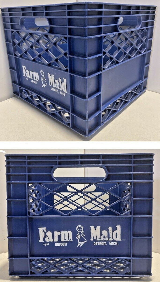 Milk Crate Farm Maid Dairy Blue Plastic Detroit Michigan 1983 | eBay