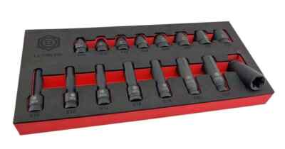 Britool Hallmark LETPSET16 16 Pce 1/2'' Standard & Deep E-Torx Impact Socket Set