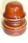 Vintage Ceramic Brown Glazed Electrical Insulator Mushroom 3.25" across Threaded — photo 1