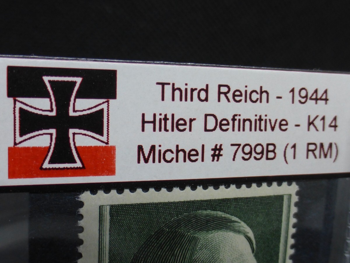 Adolf Hitler 1944 WW2 Stamp 1 Reichsmark High Value Third Adolf Hitler 1944 WW2 Stamp 1 Reichsmark High Value Third