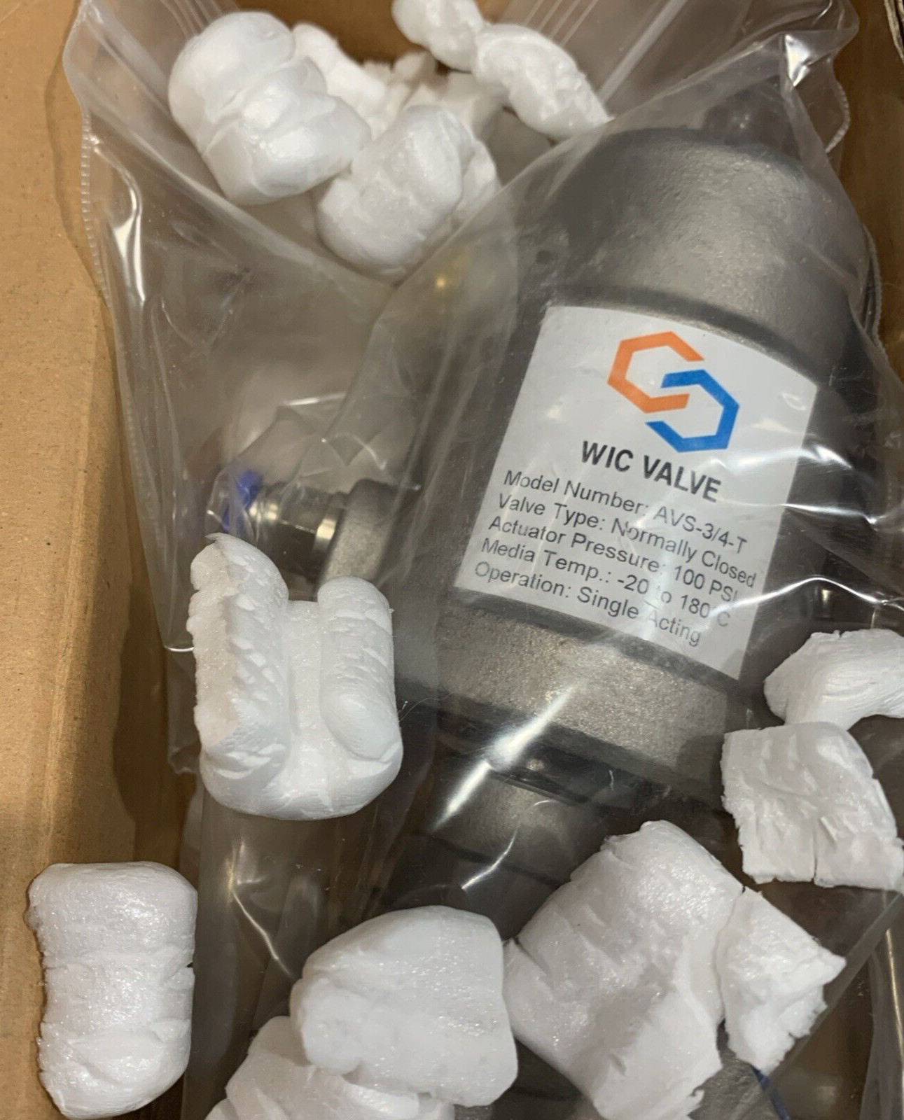 WIC 3/4" Inch Pneumatic Air Actuated Angle Steam Water Valve AVS-3/4-T  NEW