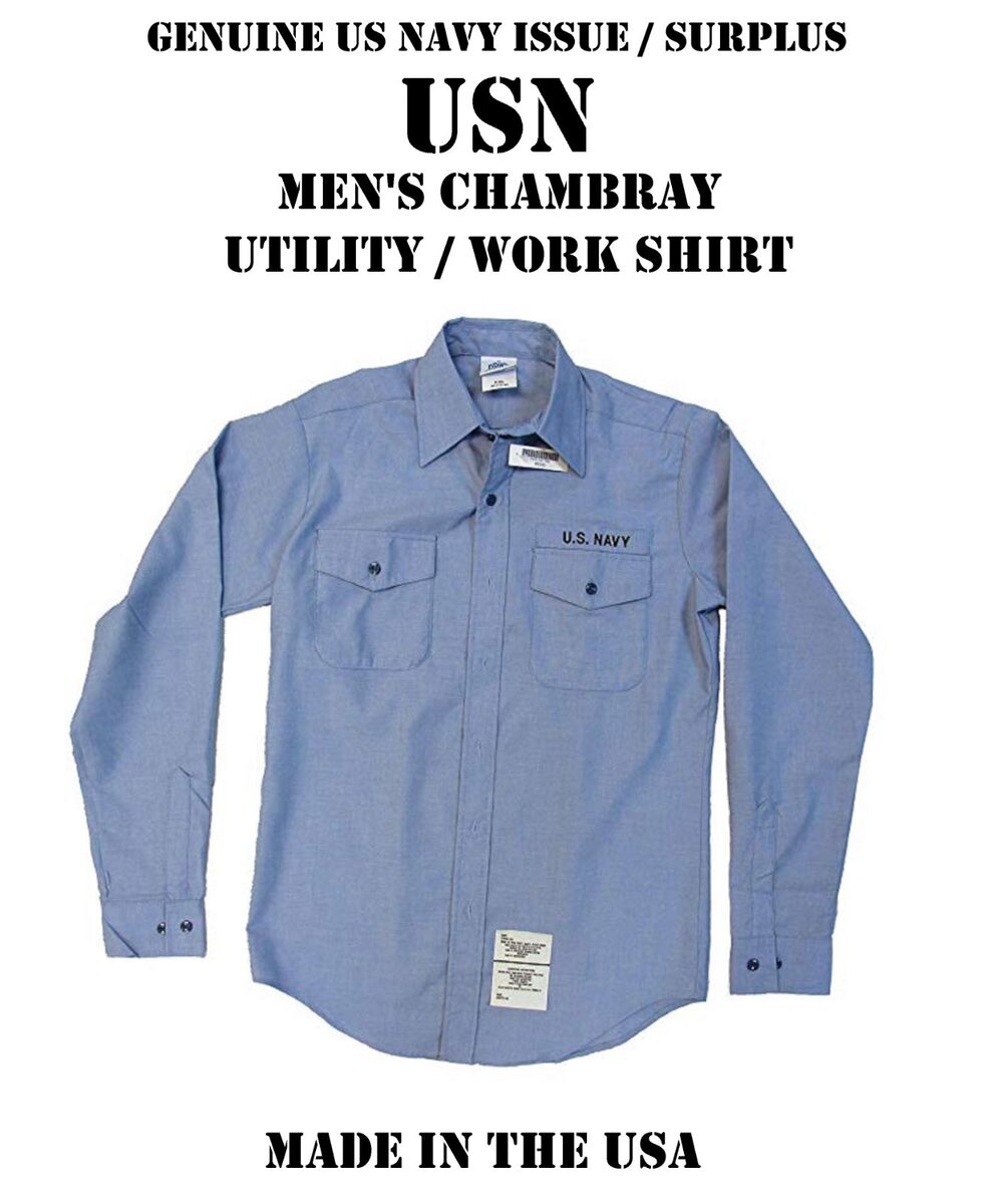 NOS US MILITARY NAVY USN BLUE CHAMBRAY UTILITY WORK LONG NOS US MILITARY NAVY USN BLUE CHAMBRAY UTILITY WORK LONG