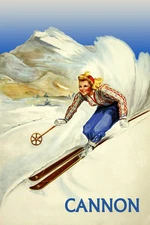 Ski Cannon Skiing  New Hampshire Vintage Poster Repro FREE SH
