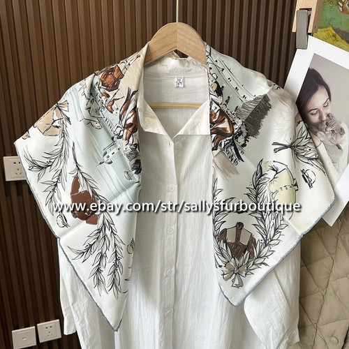 Sallys 14~18 Momme Twill Silk Wrap Scarf Floral Zebra Print Sallys 14~18 Momme Twill Silk Wrap Scarf Floral Zebra Print