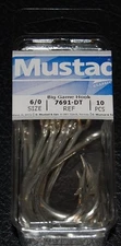 10 Mustad Big Game 7691DT Size 6/0 Southern and Tuna Hooks 7691DT-60 Duratin 
