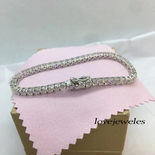 VALENTINO Bracciale Tennis Diamante 6 50 CT Taglio Rotondo Creato in Laboratorio Argento Sterling 925