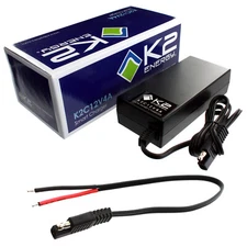 K2 Energy K2C12V4A 12V 4Ah LiFePO4 Smart Charger with Wire Leads