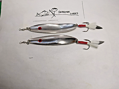 2 - Metal Fishing Spoons 9 /10 of an ounce dressed treble hooks