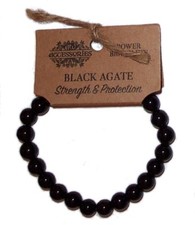 BLACK AGATE POWER BRACELET Strength, Protection WICCA CRYSTAL HEALING GEMSTONE