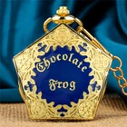 Luxury Chocolate Frog Golden Unisex Quartz Pocket Watch Necklace Pendant Chain
