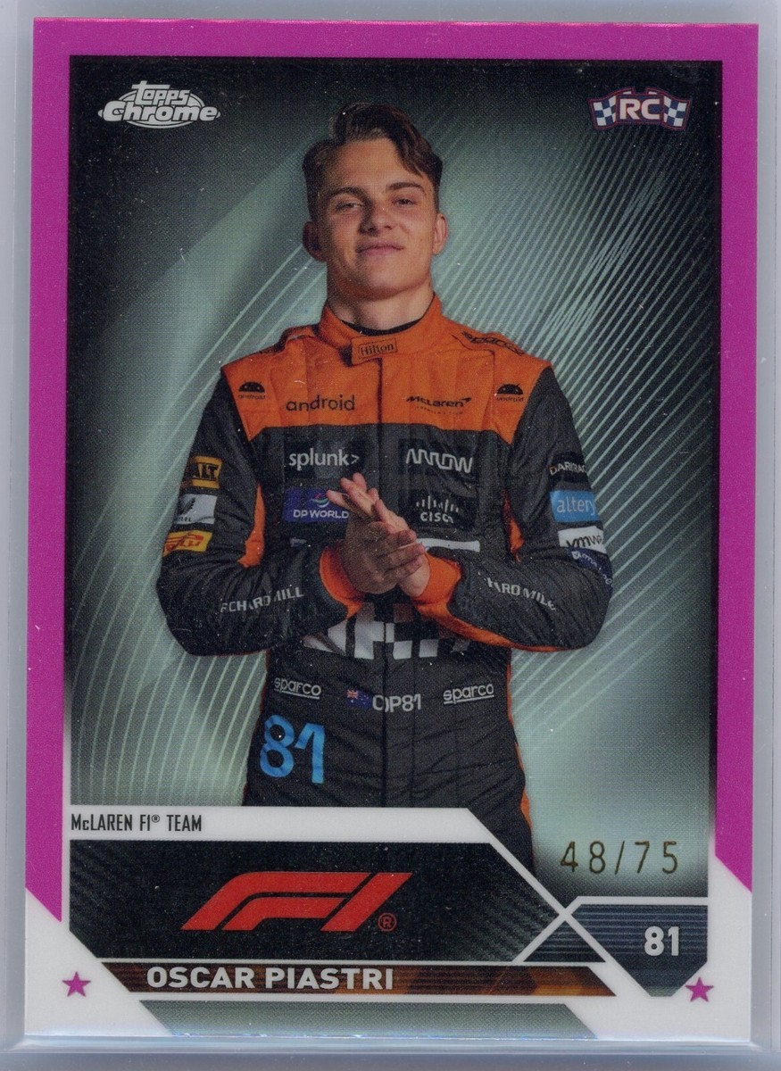 75 2023 Topps F1 Chrome Oscar Piastri Pink Refractor RC