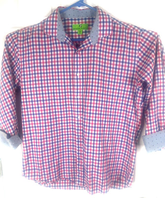 Bristol Bull Red & Blue Flip Cuff Button Up Shirt Men's Large 16-16.5'' 32/33