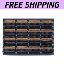 Stylish Striped Mud Scrubber Mat - 29.5'' x 17.5'' Water Resistant Design