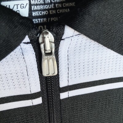 Izod Quarter Zip PFX Perform Cool FX Performance Black White Stripe Polo Mens XL