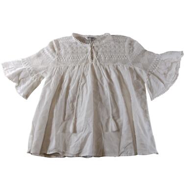 Francesca's Honey & T Women's Top White Size Large Peasant Fairy Bell Sleeves 