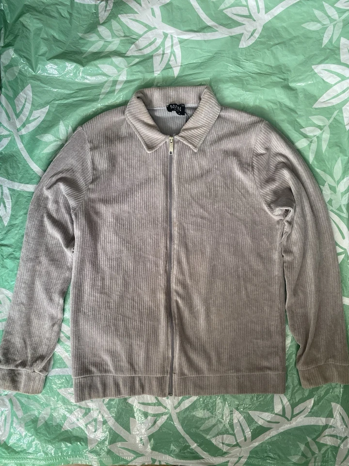 Sudadera Boohoo Hombre Cremallera Talla Mediana Beige Crema Manga Larga Foto 2 de 2