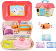 Electronic Pet Pretend Play Toys for Kids Mini Puppy'S Home Playset with Realist