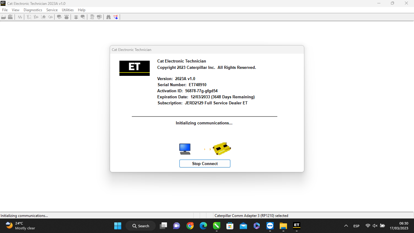 CATERPILLAR ET2023A FULL SERVICE DEALER + FACTORY PASSWORD GEN