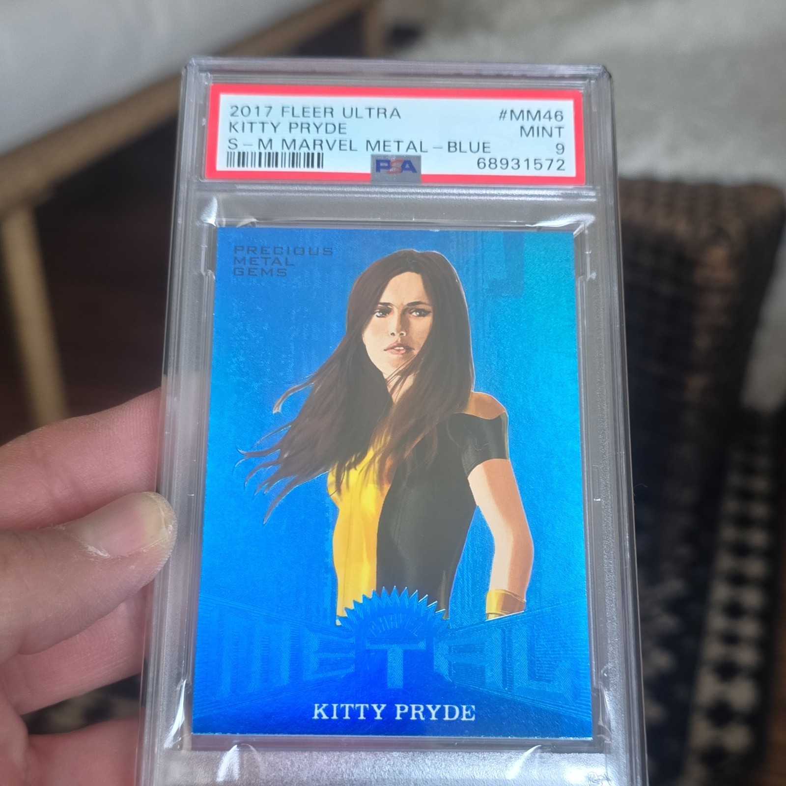 2017 Fleer Ultra Marvel Metal Kitty Pryde PMG Blue MM46 PSA 9 07/49