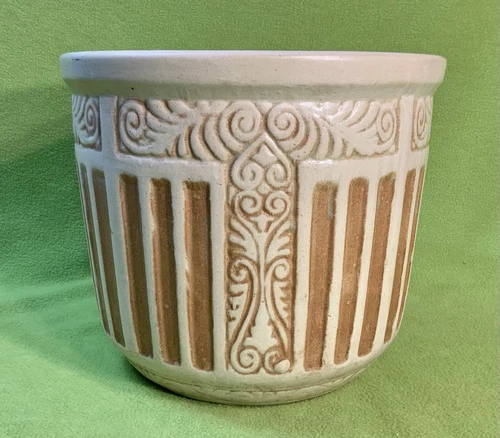 Antique Weller Pottery c 1910s Clinton Ivory Large 9.5 " Art Nouveau Planter