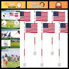 6 Golf Flagstick Set - Putting Green Flags with Hole Cup, Outdoor Golf Accessori
