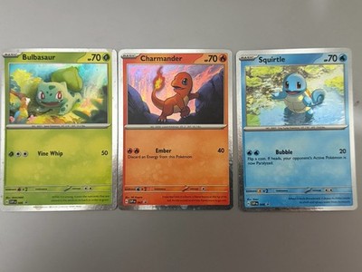 Pokemon 151 Bulbasaur,  Charmander, Squirtle Holo Cosmos Promo 46, 47, 48
