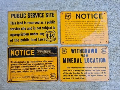 VINTAGE PUBLIC SERVICE MINING PERMIT NOTICE LAW FOREST SERVICE USFS Lot 4 SIGNS 