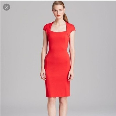 Escada Dondi Red Sheath Cap Sleeve Dress Size 36/ USA 6