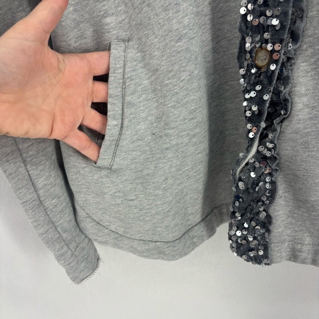 Umgee Gray Sequin Trim Button Front Jacket Sweats… - image 4