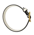 GUCCI Collar Pet White Leather Belt Gold Hardware Small Dog Unisex Auth Rare