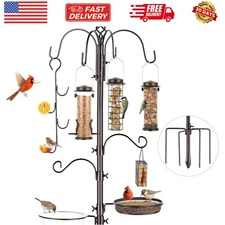 Bird Feeding Station Kit Pole Wild Bird Feeder Hanging Planter Hanger Multi F...