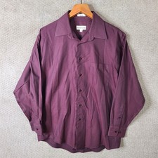 Pronto Uomo Shirt 16 32/33 Mens Purple 80s 2-Ply Non Iron Cotton Button Down