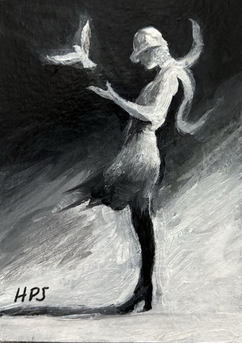 ACEO Original Acrylic Fine Art Noir ATC Cinematic Glamour Femme Fatale Portrait