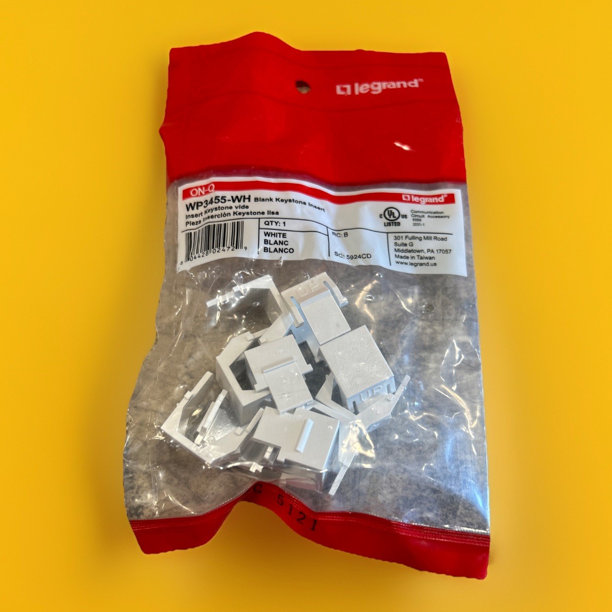 🔥(AN) ***QTY 20*** ON-Q Legrand WP3455-WH White Blank Key