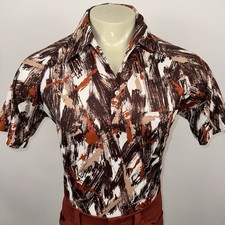 Vtg 60s 70s Disco Shirt Polyester Abstract Nik MCM Club Lilly Dache Mens Large