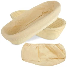 2 PCS 13.8 inch Oval Long Baguette Banneton Brotform Bread Dough Proofing Rat...