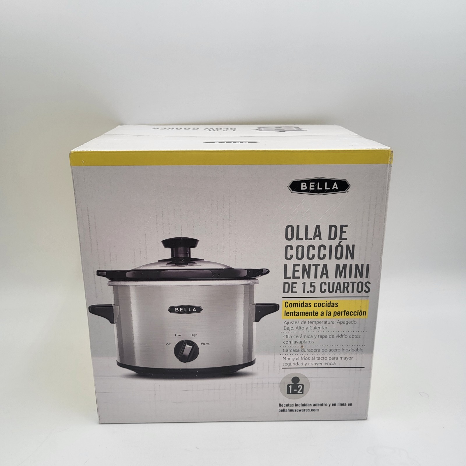 Bella 1.5 Qt Slow Cooker 3 Heat Manual Control EverGood Cera