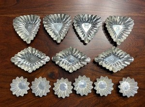 Vintage Set of 13 Fluted Tart Tins Made In Sweden Tinned Steel & Alum, 3 Shapes