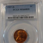 1957-D Lincoln Wheat Small Cent PCGS MS66RD Bronze Uncirculated RD